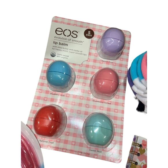 EOS lip balm 5 pack girls Claires kids 12 pc socks gift set lot stocking stuffer - Picture 5 of 7